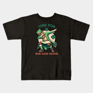Time for She-Dab-Igans Dabbing Leprechaun Kids T-Shirt